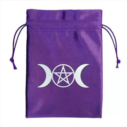 Luxury Velvet Tarot Card Drawstring Bag - Soft Storage Pouch for Oracle Cards, Crystals, Dice and Jewelry (13x18cm)