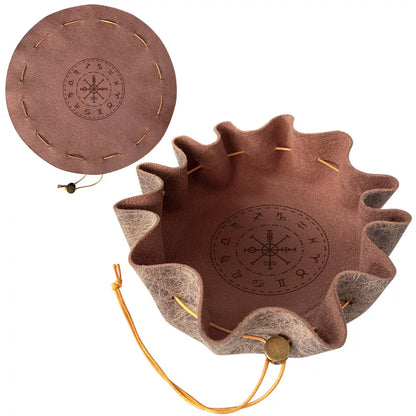 2-in-1 Foldable Leather Dice Bag and Rolling Tray, Portable Drawstring Dice Pouch for DND, RPG, and Tabletop Board Games