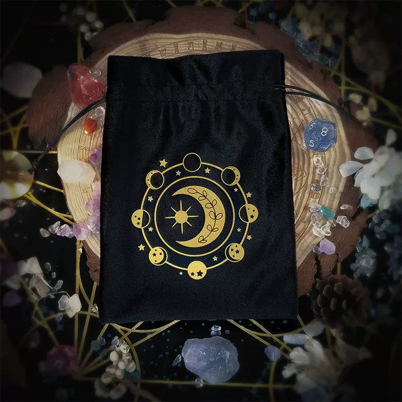Luxury Velvet Tarot Card Drawstring Bag - Soft Storage Pouch for Oracle Cards, Crystals, Dice and Jewelry (13x18cm)