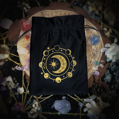 Luxury Velvet Tarot Card Drawstring Bag - Soft Storage Pouch for Oracle Cards, Crystals, Dice and Jewelry (13x18cm)