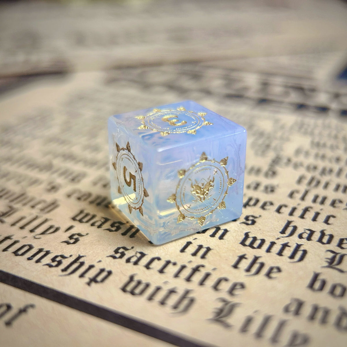 Original Opal Gemstone DND Dice Set Demon Dragon Engraved Polyhedral RPG Dice for D&D COC Tabletop Gaming Collectible (7-Piece)