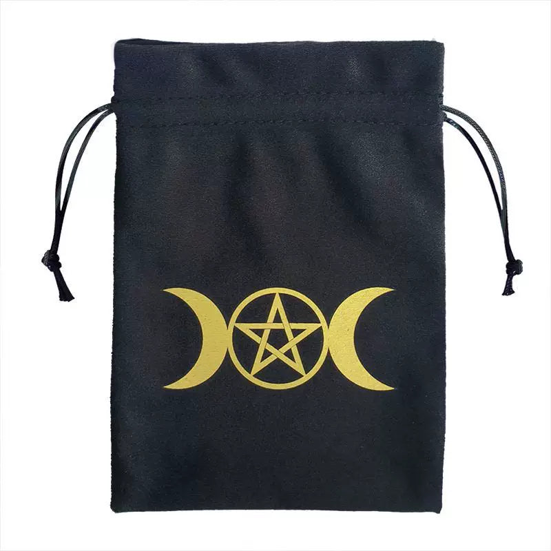 Luxury Velvet Tarot Card Drawstring Bag - Soft Storage Pouch for Oracle Cards, Crystals, Dice and Jewelry (13x18cm)