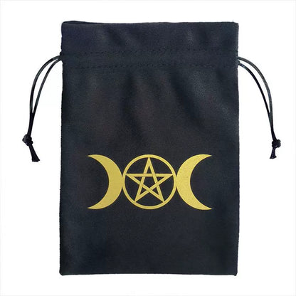 Luxury Velvet Tarot Card Drawstring Bag - Soft Storage Pouch for Oracle Cards, Crystals, Dice and Jewelry (13x18cm)