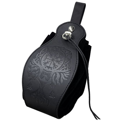 Vintage Medieval Viking Dice Bag & Belt Pouch, Drawstring Coin Purse & Rolling Tray for DND TTRPG
