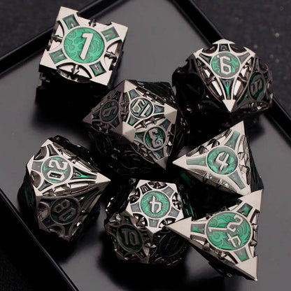 Metal Polyhedral DND Dice Set for Tabletop RPG, Cthulhu & D&D Gaming, Heavy Duty Zinc Alloy Dice with Storage Case