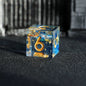 Liquid Core Sharp Edge Resin Dice Set, Floating Dragon Eye Polyhedral D&D TTRPG Tabletop Dice with Metal Box & Velvet Pouch