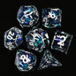 LuxeRoll Handmade Resin DND Dice Set with Gift Box - 7-Piece Sharp Edge Polyhedral RPG Tabletop Gaming Dice