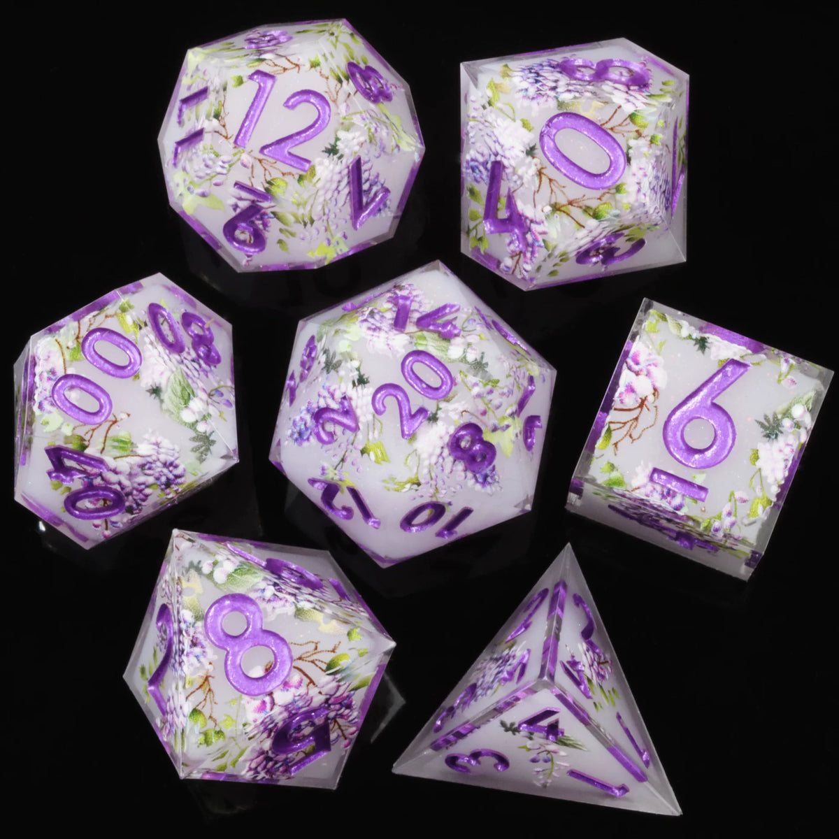 LuxeRoll Handmade Resin DND Dice Set with Gift Box - 7-Piece Sharp Edge Polyhedral RPG Tabletop Gaming Dice