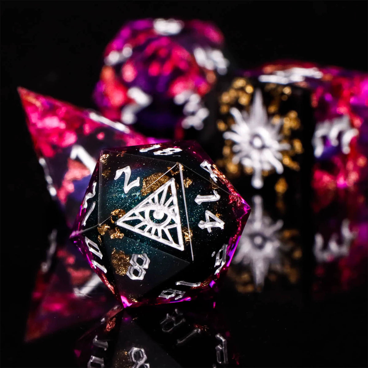 Demon Eye Polyhedral Dice Set for DND & COC Tabletop RPG, Fantasy D20 D6 Gaming Dice with Box