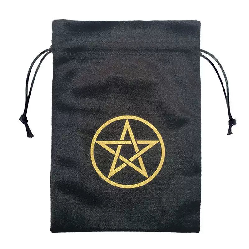Luxury Velvet Tarot Card Drawstring Bag - Soft Storage Pouch for Oracle Cards, Crystals, Dice and Jewelry (13x18cm)