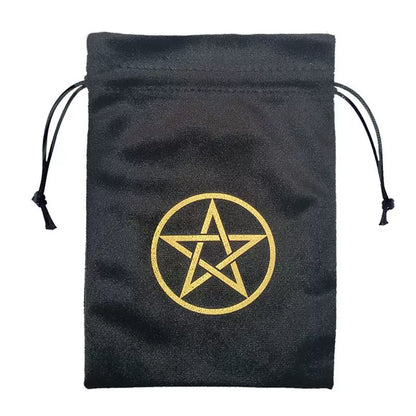 Luxury Velvet Tarot Card Drawstring Bag - Soft Storage Pouch for Oracle Cards, Crystals, Dice and Jewelry (13x18cm)