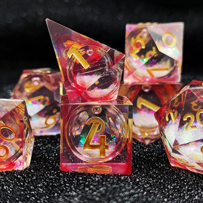 Floating Dragon Eye Polyhedral Dice Set Liquid Core RPG Dice for DND COC Tabletop Games