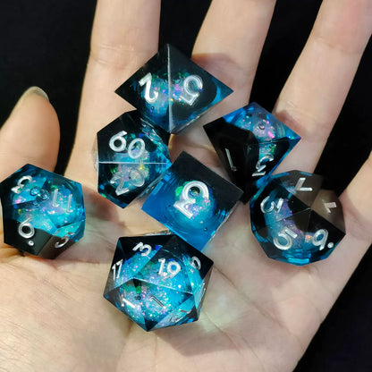 Floating Dragon Eye Polyhedral Dice Set Liquid Core RPG Dice for DND COC Tabletop Games
