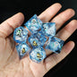 Liquid Core Sharp Edge Resin Dice Set, Floating Dragon Eye Polyhedral D&D TTRPG Tabletop Dice with Metal Box & Velvet Pouch