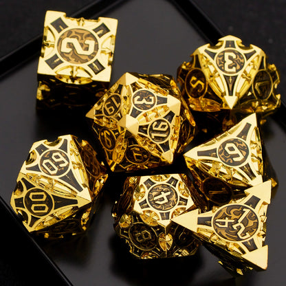Metal Polyhedral DND Dice Set for Tabletop RPG, Cthulhu & D&D Gaming, Heavy Duty Zinc Alloy Dice with Storage Case