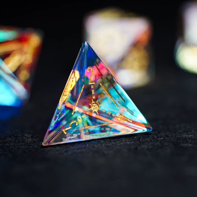 Iridescent Crystal Polyhedral Dice Set, Gemstone RPG Tabletop Gaming Dice for D&D, Call of Cthulhu, MTG, D20 D12 D10 D8 D6 D4