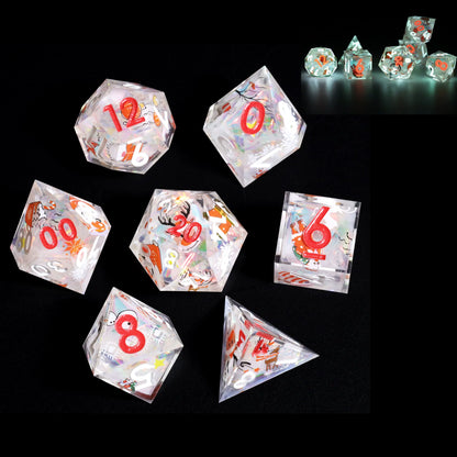 LuxeRoll Handmade Resin DND Dice Set with Gift Box - 7-Piece Sharp Edge Polyhedral RPG Tabletop Gaming Dice