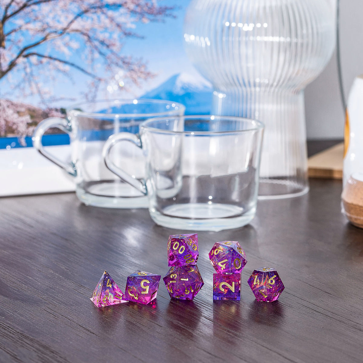 Mini Planet Demon Summoner DND Dice Set - Handcrafted Resin Polyhedral Dice for D&D TRPG Tabletop Gaming