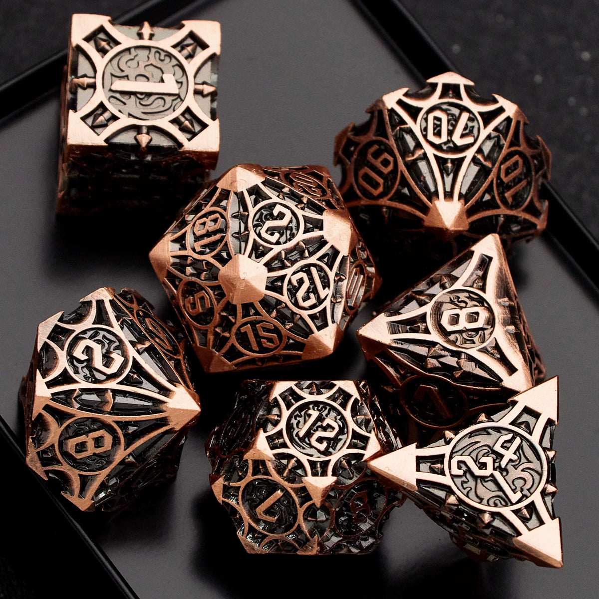 Metal Polyhedral DND Dice Set for Tabletop RPG, Cthulhu & D&D Gaming, Heavy Duty Zinc Alloy Dice with Storage Case