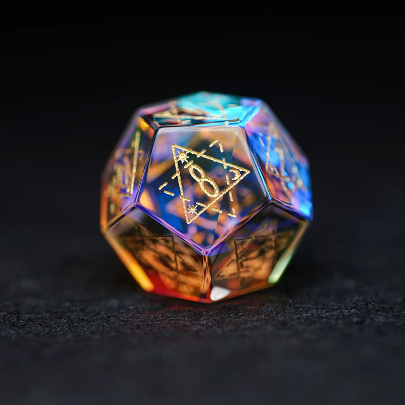 Iridescent Crystal Polyhedral Dice Set, Gemstone RPG Tabletop Gaming Dice for D&D, Call of Cthulhu, MTG, D20 D12 D10 D8 D6 D4