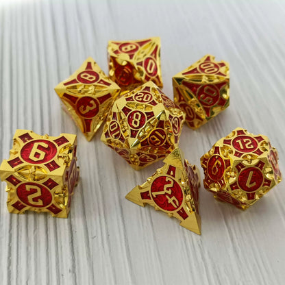 Solid Metal Sharp Edge RPG Dice Set Dragon Scale Polyhedral Gaming Dice for DND COC Warhammer Tabletop Games Collectible Gift
