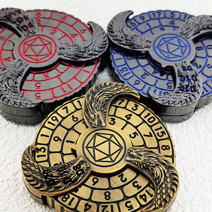 7-in-1 Metal Fidget Spinner DND Dice Polyhedral Roulette Spinner for D&D, TTRPG, MTG Board Games with Gift Box