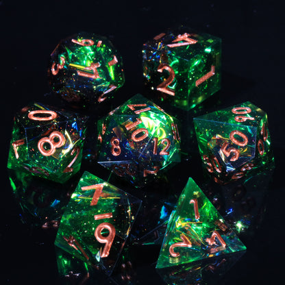 Mini Planet DND Resin Polyhedral Dice Set Sharp Edge D&D TRPG Tabletop Dice Word of Death
