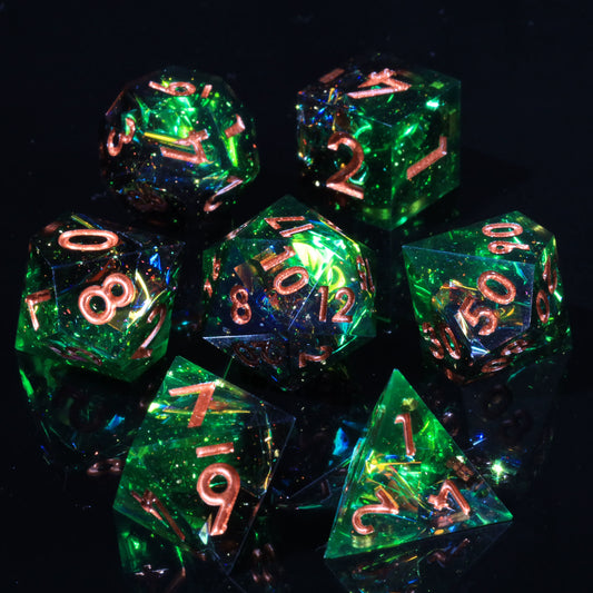 Mini Planet DND Resin Polyhedral Dice Set Sharp Edge D&D TRPG Tabletop Dice Word of Death