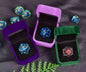 Liquid Core Starry Quicksand DND Polyhedral Dice Set, D20 RPG Tabletop Gaming Dice with Metal Tin and Velvet Pouch