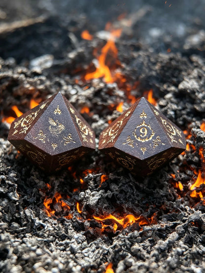 Handcrafted Natural African Rosewood DND Dice Set, 7-Piece Polyhedral Wood Dice for TTRPG, D&D, COC Tabletop Roleplaying Games