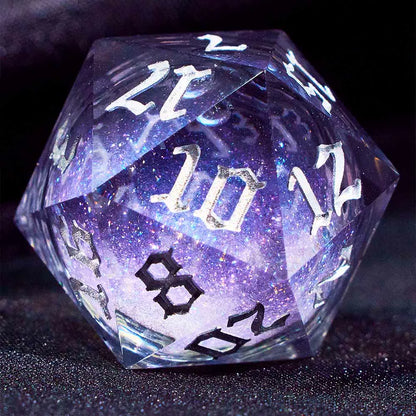 Liquid Core Starry Quicksand DND Polyhedral Dice Set, D20 RPG Tabletop Gaming Dice with Metal Tin and Velvet Pouch