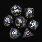 LuxeRoll Handmade Resin DND Dice Set with Gift Box - 7-Piece Sharp Edge Polyhedral RPG Tabletop Gaming Dice
