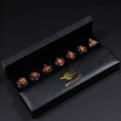 Mini Planet DND Handmade Resin Polyhedral Dice Set - Galaxy Purple Tabletop TRPG Dice