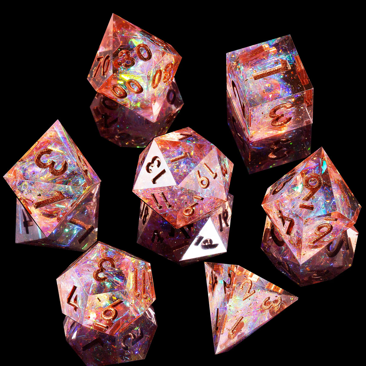 Mini Planet Handmade Resin DND Dice Set, 7-Piece Polyhedral RPG Dice with Gift Box for Dungeons and Dragons Tabletop Gaming