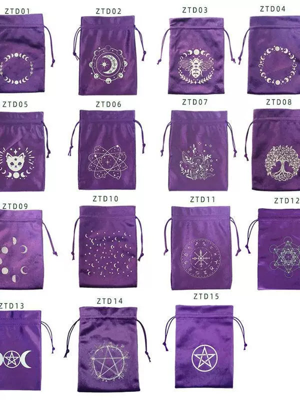 Luxury Velvet Tarot Card Drawstring Bag - Soft Storage Pouch for Oracle Cards, Crystals, Dice and Jewelry (13x18cm)
