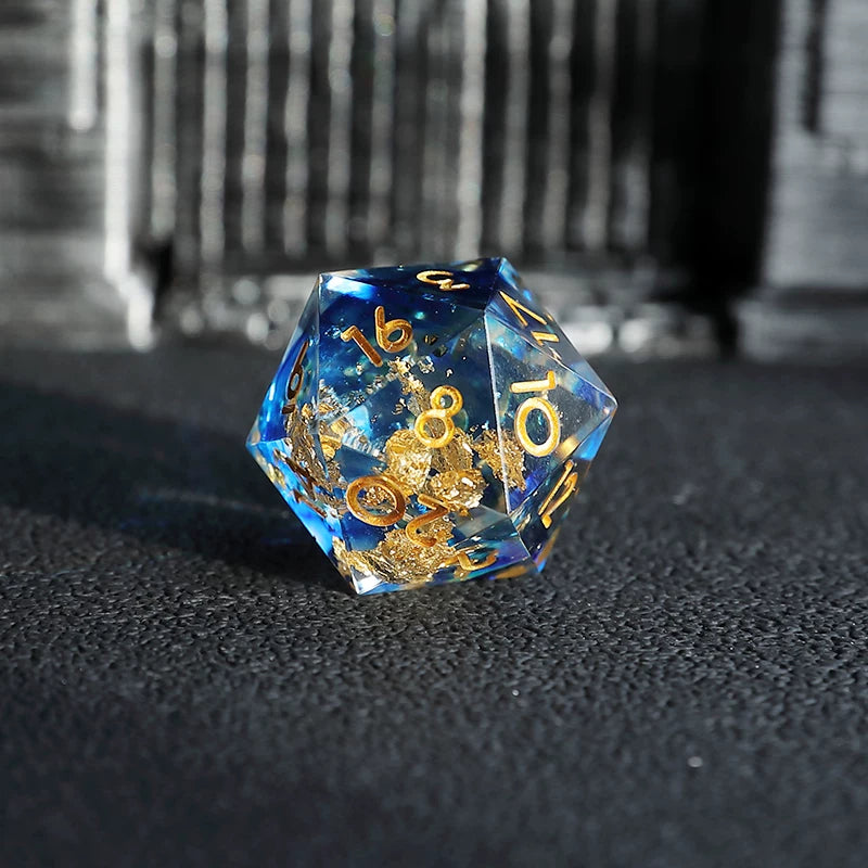 Liquid Core Resin Polyhedral Dice Set, 7-Piece DND D20 Moving Quicksand Dice for Tabletop RPG