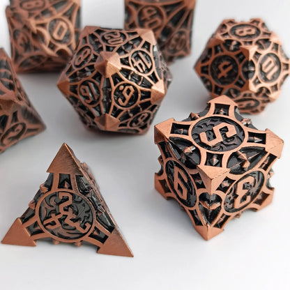 Solid Metal Sharp Edge RPG Dice Set Dragon Scale Polyhedral Gaming Dice for DND COC Warhammer Tabletop Games Collectible Gift