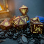 Nyarlathotep Crawling Chaos Natural Rosewood Polyhedral Dice Set - 7-Piece DND & Call of Cthulhu RPG Dice with Metal Tin