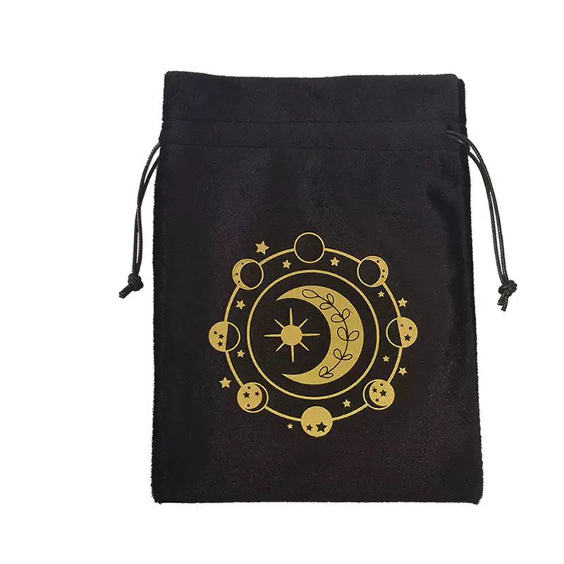 Luxury Velvet Tarot Card Drawstring Bag - Soft Storage Pouch for Oracle Cards, Crystals, Dice and Jewelry (13x18cm)