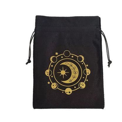 Luxury Velvet Tarot Card Drawstring Bag - Soft Storage Pouch for Oracle Cards, Crystals, Dice and Jewelry (13x18cm)