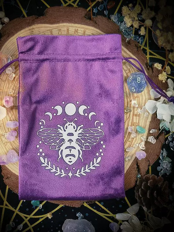 Luxury Velvet Tarot Card Drawstring Bag - Soft Storage Pouch for Oracle Cards, Crystals, Dice and Jewelry (13x18cm)