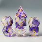 Liquid Core Sharp Edge Resin Dice Set, Floating Dragon Eye Polyhedral D&D TTRPG Tabletop Dice with Metal Box & Velvet Pouch