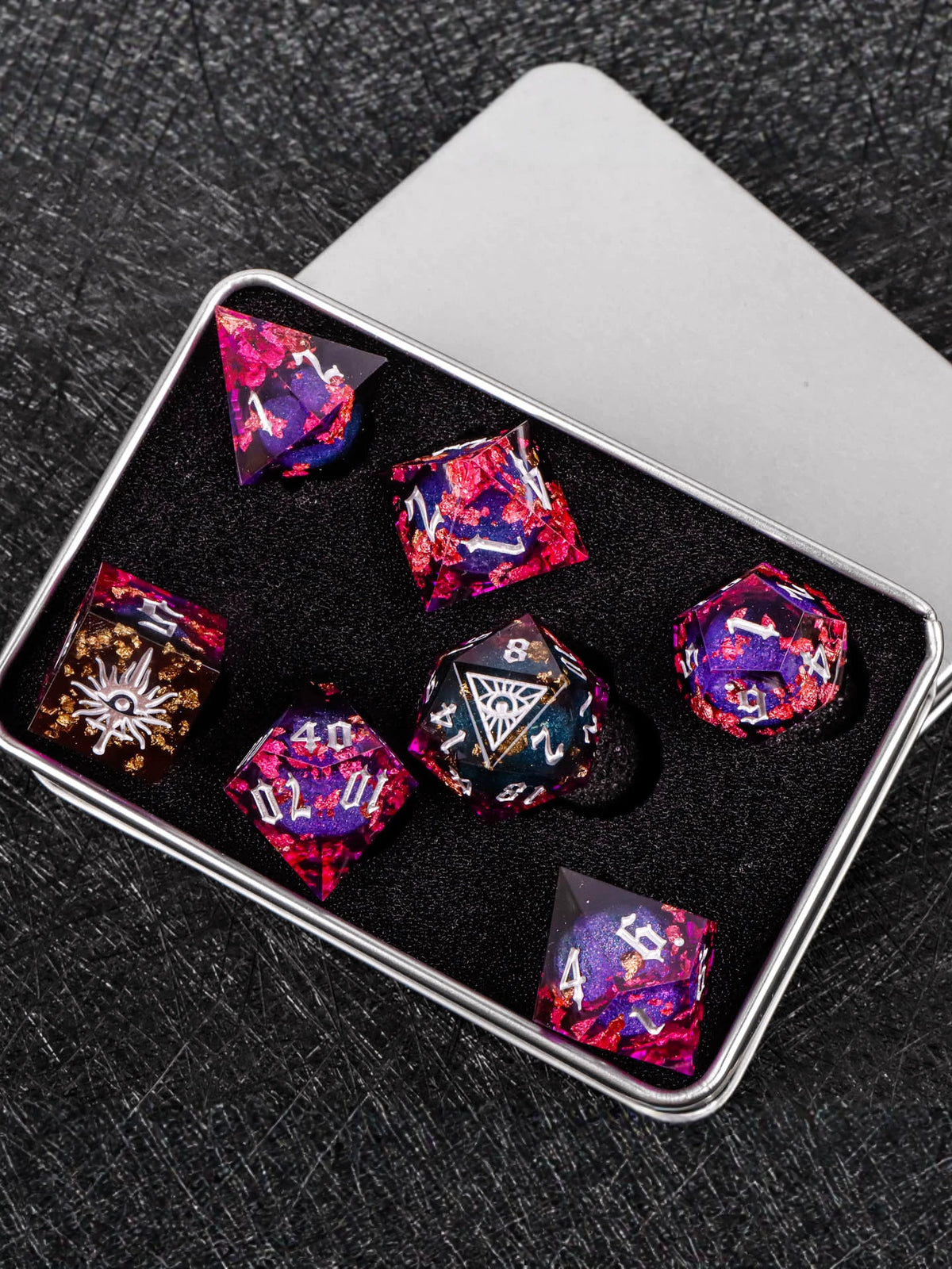 Demon Eye Polyhedral Dice Set for DND & COC Tabletop RPG, Fantasy D20 D6 Gaming Dice with Box
