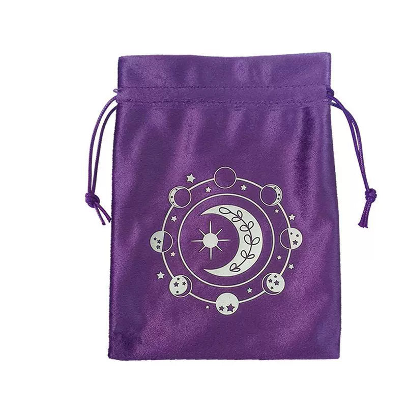 Luxury Velvet Tarot Card Drawstring Bag - Soft Storage Pouch for Oracle Cards, Crystals, Dice and Jewelry (13x18cm)