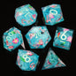 LuxeRoll Handmade Resin DND Dice Set with Gift Box - 7-Piece Sharp Edge Polyhedral RPG Tabletop Gaming Dice