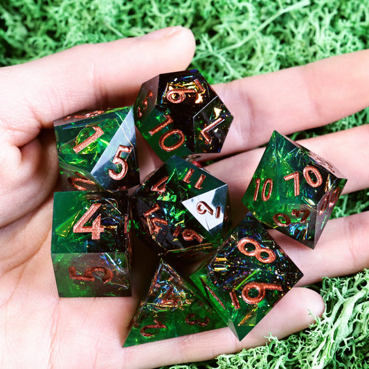 Mini Planet DND Resin Polyhedral Dice Set Sharp Edge D&D TRPG Tabletop Dice Word of Death