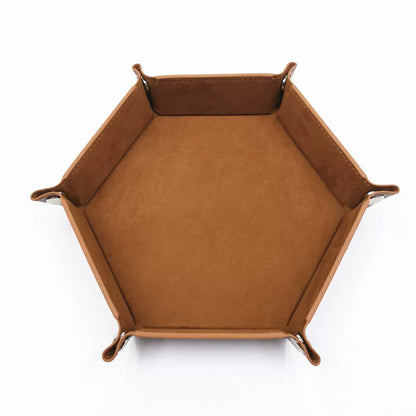 Hexagonal Velvet Dice Tray Collapsible Rolling Holder for DND RPG Tabletop Board Gaming and Storage