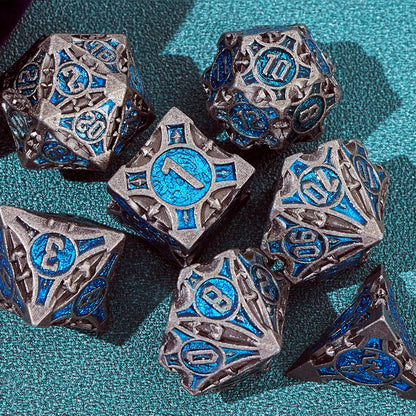Metal Polyhedral DND Dice Set for Tabletop RPG, Cthulhu & D&D Gaming, Heavy Duty Zinc Alloy Dice with Storage Case