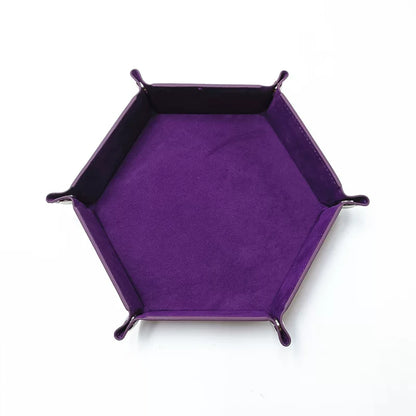 Hexagonal Velvet Dice Tray Collapsible Rolling Holder for DND RPG Tabletop Board Gaming and Storage