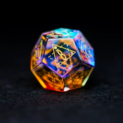 Iridescent Crystal Polyhedral Dice Set, Gemstone RPG Tabletop Gaming Dice for D&D, Call of Cthulhu, MTG, D20 D12 D10 D8 D6 D4